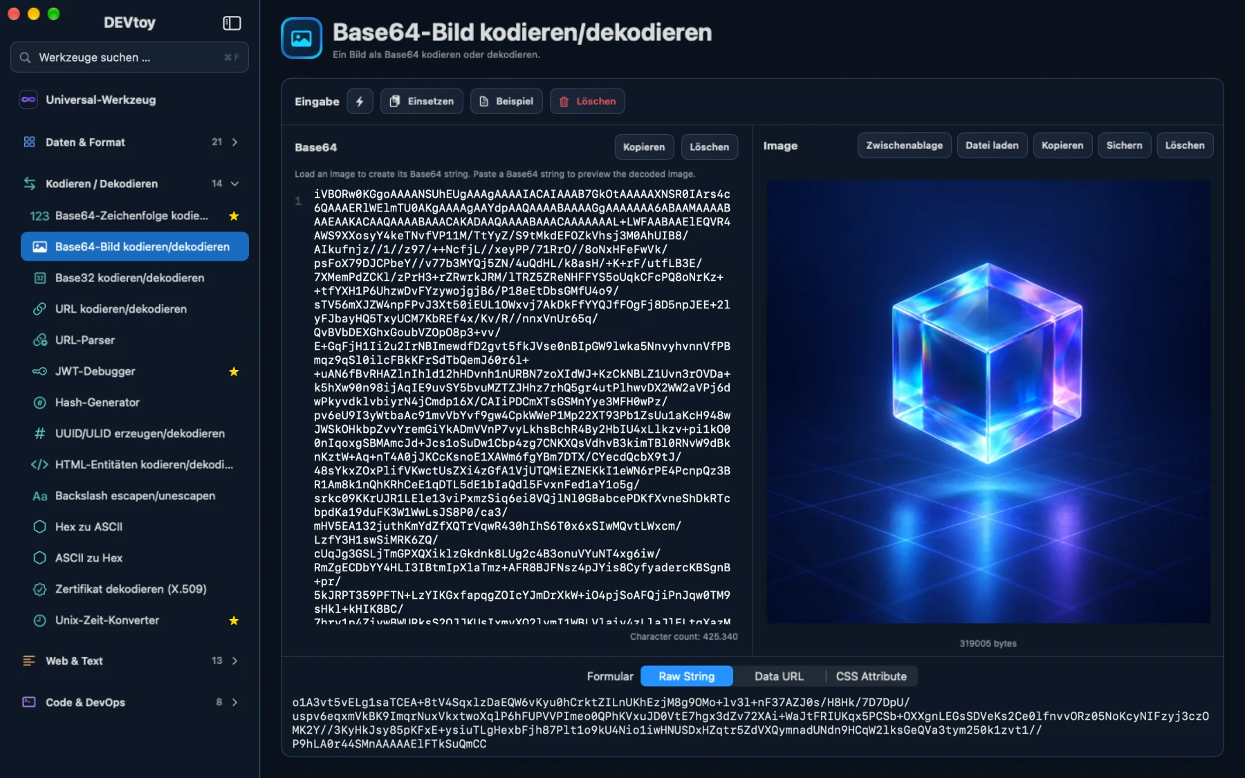 DEVtoy · Base64-Bild kodieren/dekodieren